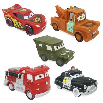 Disney Store Official Disney Pixar Cars Bath Toy Set, 5 Pc., Baby Playset Includes Lightning McQueen, Mater, Red, Sheriff and Sarge Figures - Bath or Paddling Pool Toy, Suitable for 6 months+