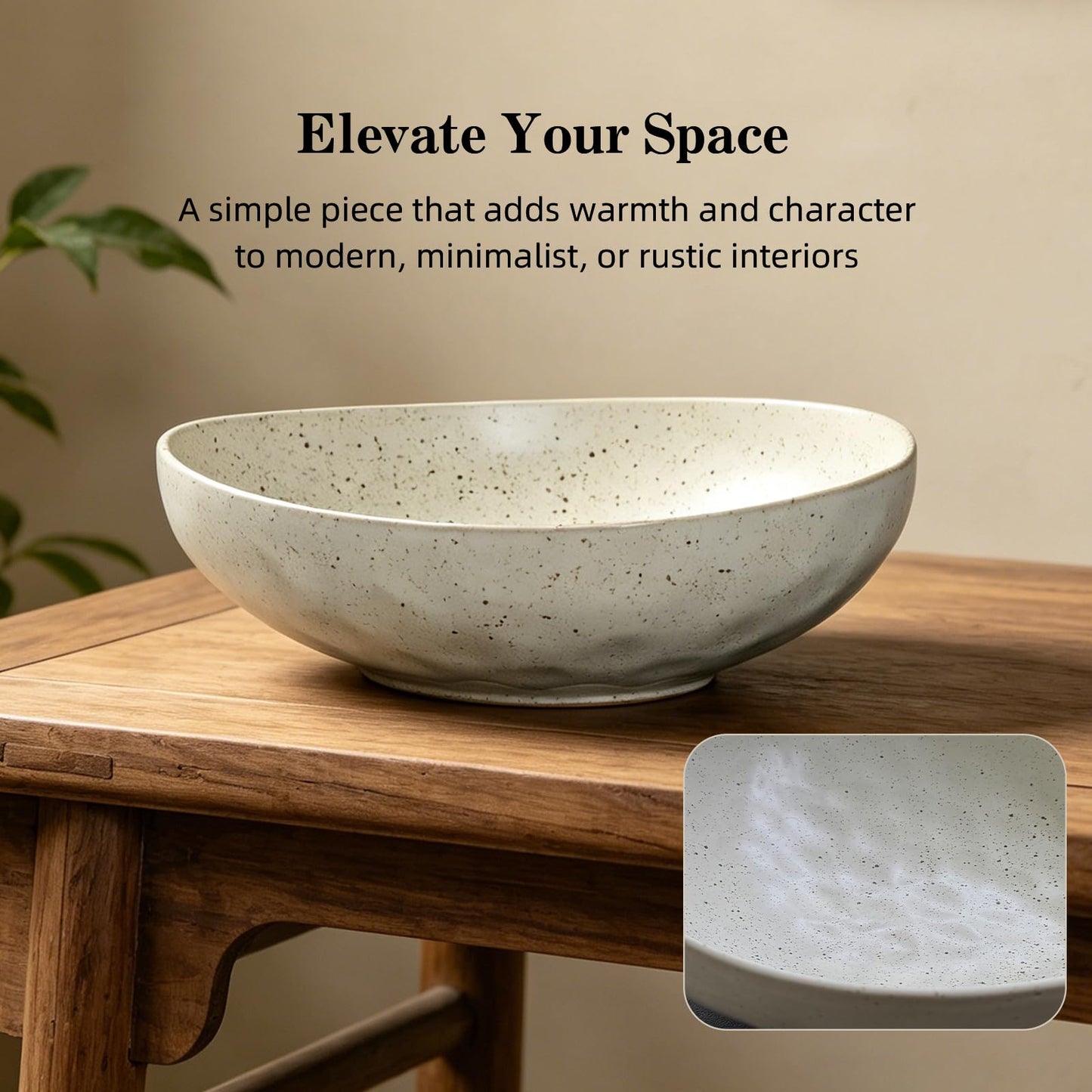 salomayes Wabi-Sabi Decorative Bowl, Matte Off-White Speckled Ceramic Key Bowl with Subtle Hammered Texture, One-of-a-Kind Artisan Glaze for Entryway or Kitchen Counter Décor