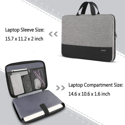Ytonet Laptop Case, 15.6 inch TSA Laptop Sleeve Computer Bag Water Resistant Computer Case Carrying Cover Compatible for Lenovo, HP, Dell, Asus Notebook, Gifts for Men Women, Grey