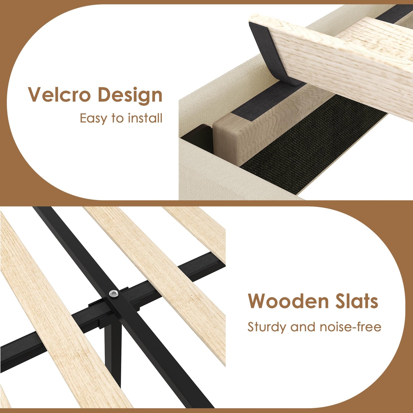 VECELO Queen Size Upholstered Bed Frame with 4 Storage Drawers, Adjustable Velvet Rivet Decor Headboard, Wooden Slats Platform Support, No Box Spring Needed, Easy Assembly,Beige