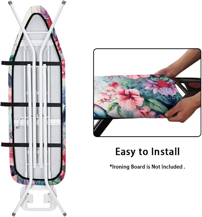 Hummingbird Flower Ironing Board Cover and Pad Standard Size Thick Non-Slip