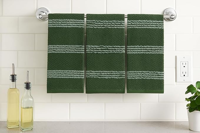 Serafina Home Dark Forest Green Kitchen Hand Dish Towels: Oversized 18" x 28"