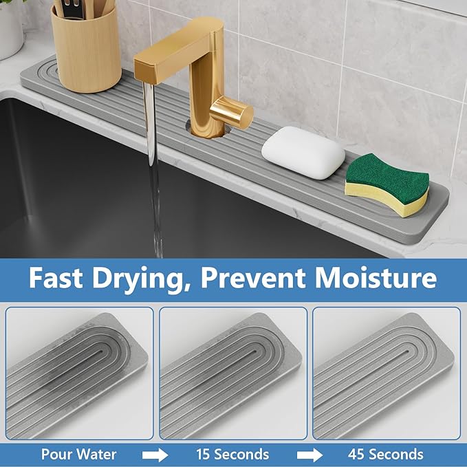 24'' Longer Faucet Mat for Kitchen Sink Stone Faucet Mat for Kitchen Sink