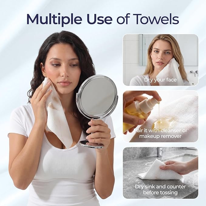 ECOLOOK Disposable Face Towel XL-60 Count Upgraded Thick Facial Towels