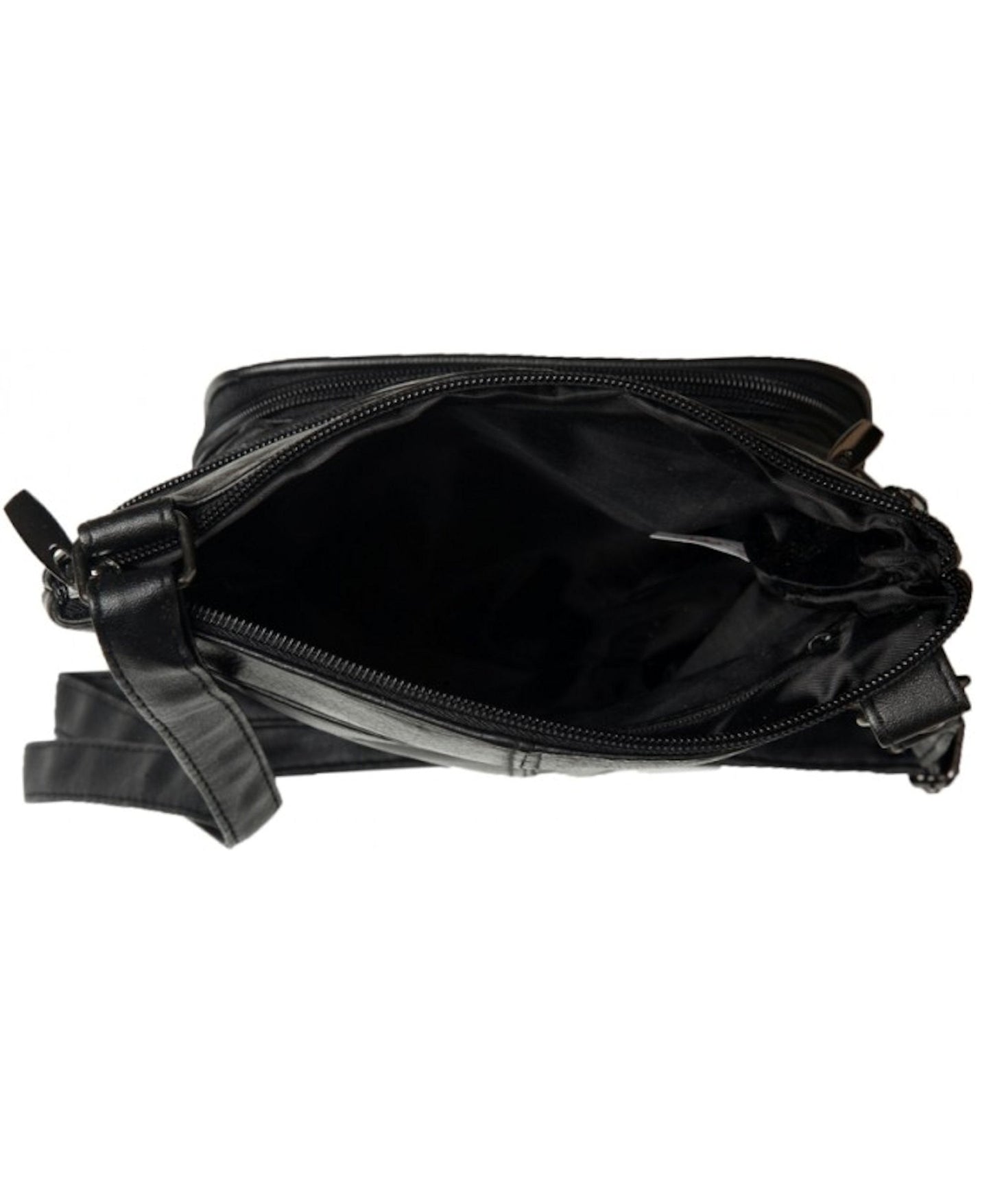 Ladies / Womens Super Soft Leather Shoulder / Cross Body Bag with Multiple Pockets (Black)