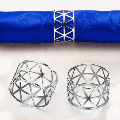 Patelai 12 Pieces Silver Napkin Rings Hollow Out Napkin Holders Fall Thanksgiving Christmas Metal Napkins Rings Buckles for Xmas Wedding Party Dinner Table Decor