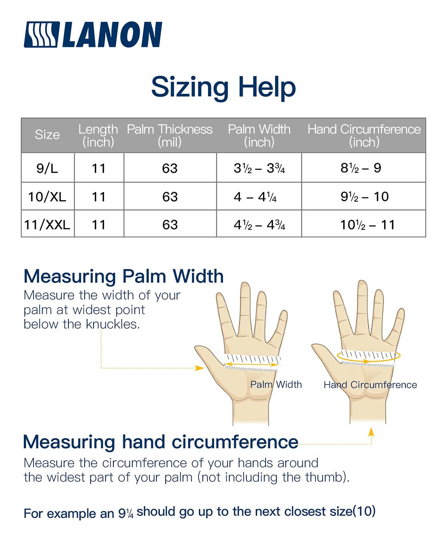 LANON PVC Chemical Resistant Gloves, Reusable Heavy-Duty Work Gloves, Acid, Alkali and Oil Protection, EN 374/388, Non-Slip, X-Large