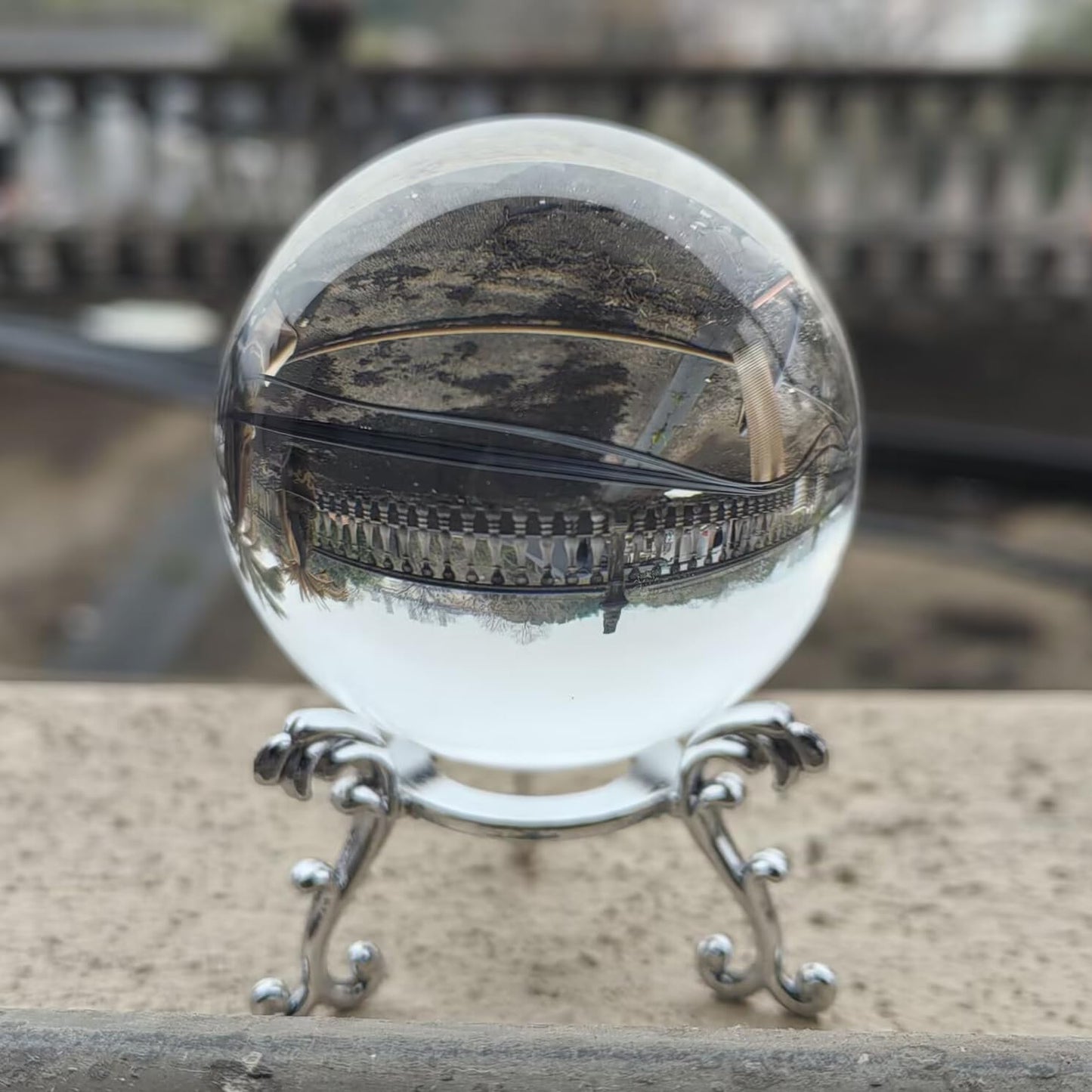 vskikris 2pcs Crystal Balls and 2 Silver Stands - 1 Clear and 1 3D Laser Moon Crystal Ball Paper Weights Collectible Figurines Gifts Photography Prop Home & Party Decor