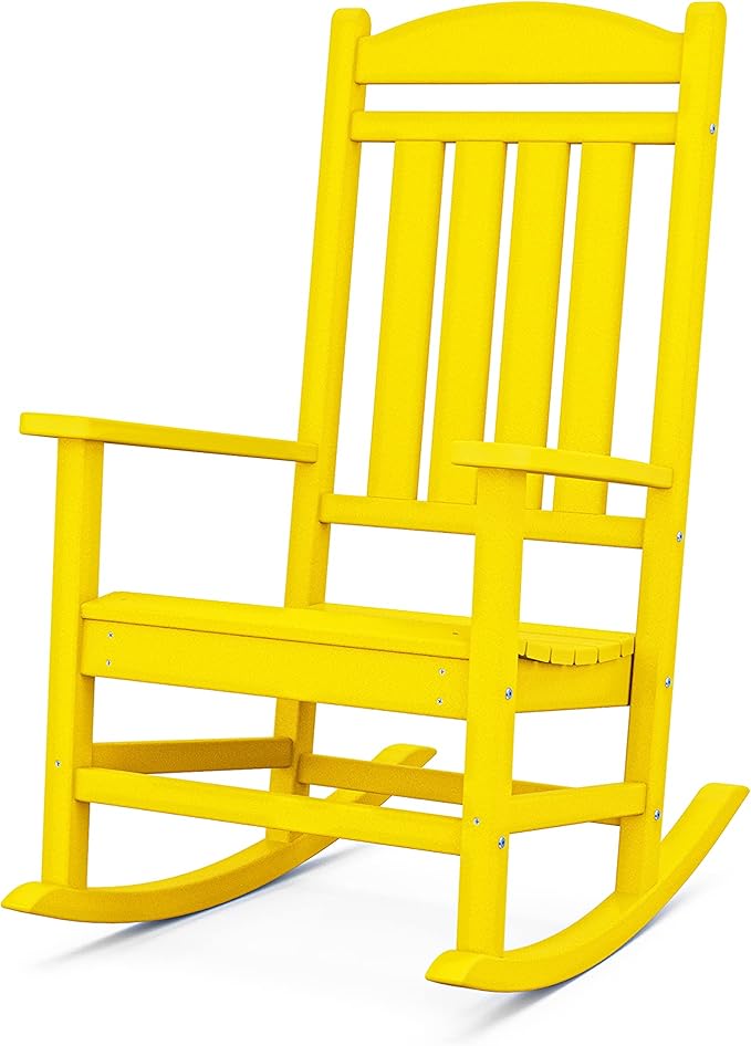 POLYWOOD R100LE Presidential Outdoor Rocking Chair, Lemon