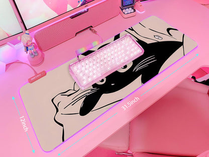 JMIYAV Pink RGB Gaming Mouse Pad 31.5x12 Inch PC XL Large Extended Glowing Led Light Up Desk Pad Non-Slip Rubber Base Computer Cute Mousepad Mat Desk Accessories Gaming Setup 815