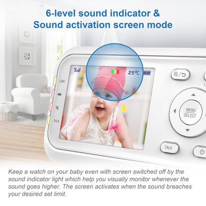 VTech VM3250 Video Baby Monitor with Camera,300m Long Range, Baby Monitor with 2.8" LCD Screen,Up to 19-hr Video Streaming,Night Vision,Secured Transmission,Temperature Sensor,Soothing Sounds,2X Zoom