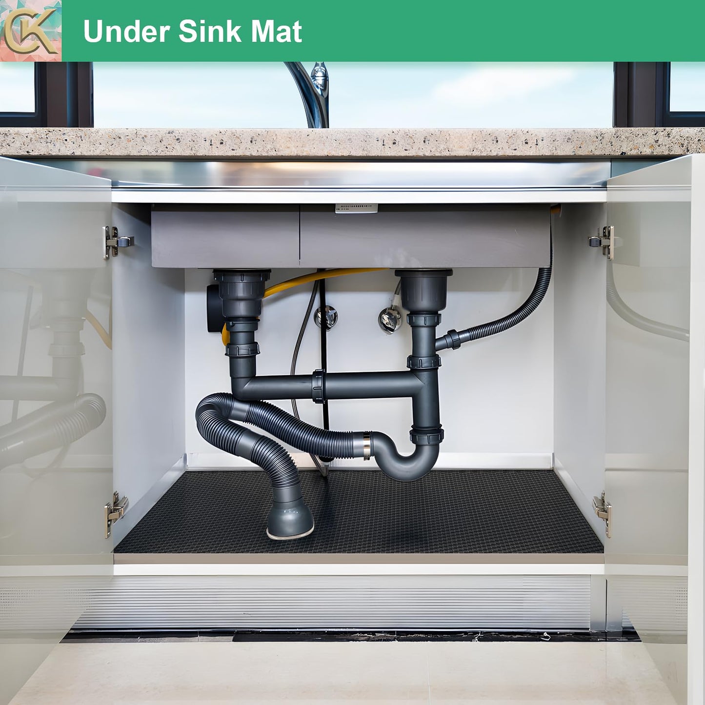 Self-Adhesive Shelf Liner Kitchen Liner, Waterproof Backed Paper Easy Peel and Stick Contact Liner Without Residue for Decor Your Desk Surface, Kitchen Countertops (Black, 11.8 x 59 inches)