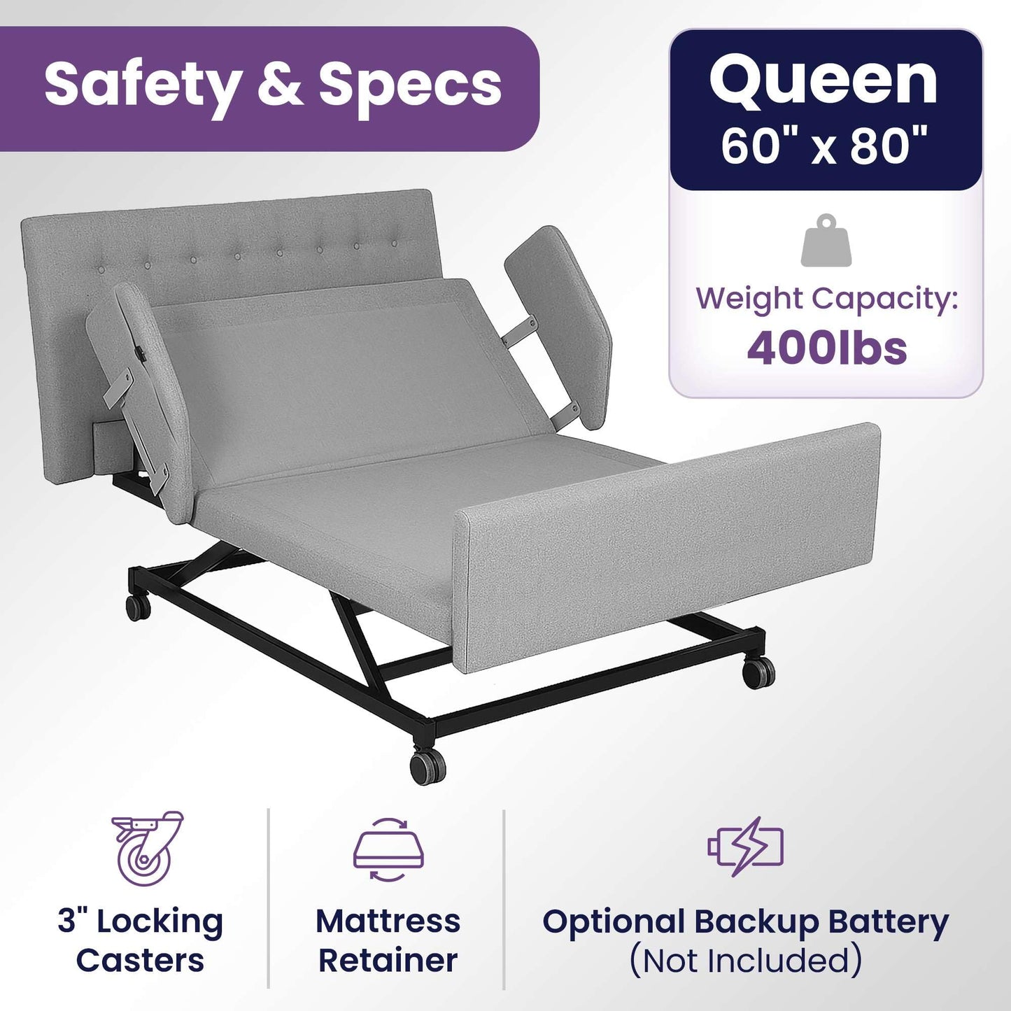 Customize Your Own Adjustable Hospital Bed for Home Use with Gel Memory Foam Mattress -Bariatric Queen Size Home Style Full Electric Medical Bed - Adjust Height, Head, and Foot - Cozy Elegant Design