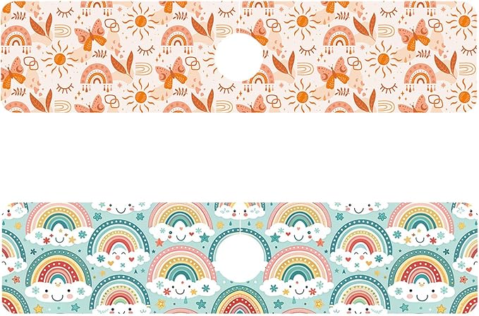 2 Pack Cute Rainbow Sink Splash Guard Faucet Mat Boho Rainbow Butterfly Super