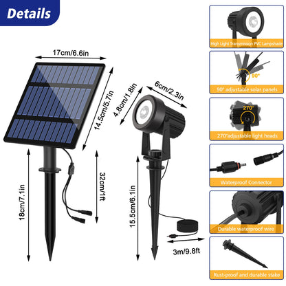 T-SUNUS Halloween Solar Spot Lights 6-in-1 Outdoor Warm White 3000K Landscape Spotlight IP65 Waterproof Separated Panel Spotlights with 9.8ft Cable Auto On/Off for Christmas Tree Lawn Driveway Pathway