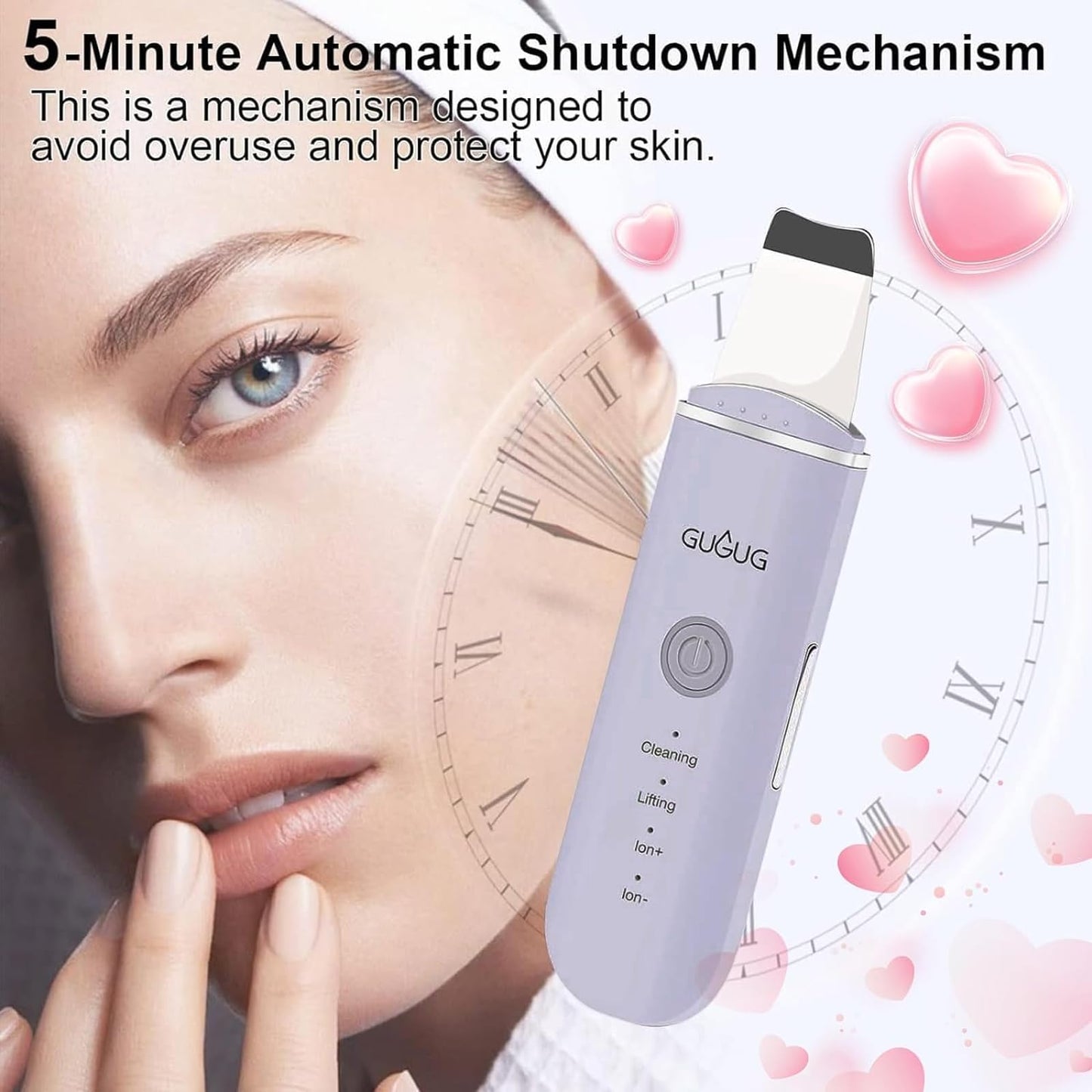GUGUG Skin Scrubber Face Spatula Skin Spatula Pore Cleaner Blackhead Remover Tools for Facial Deep Cleansing-4 Modes -White