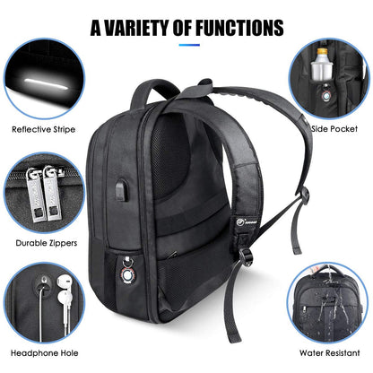Laptop Backpack, Anti-Theft Business Travel Work Computer Rucksack with USB Charging Port, Large Lightweight College High School Bag for Boy Men Women (15.6inch)