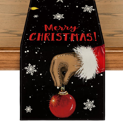 Artoid Mode Merry Christmas Table Runner Black, Seasonal Winter Xmas Holiday Kitchen Dining Table Decoration for Outdoor Home Party Decor 13 x 72 Inch