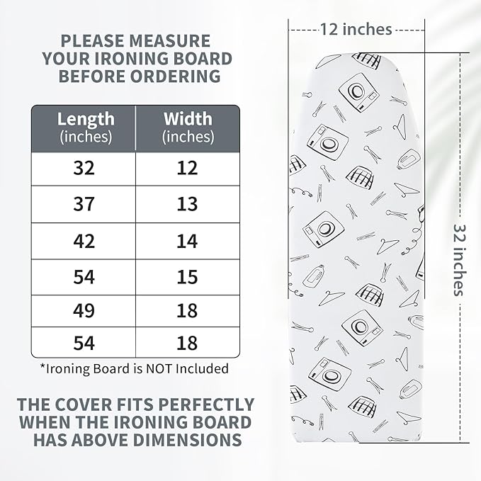 Seiritex Over The Door Ironing Board Cover 14 x 42 inch, Thick Padding and Heat