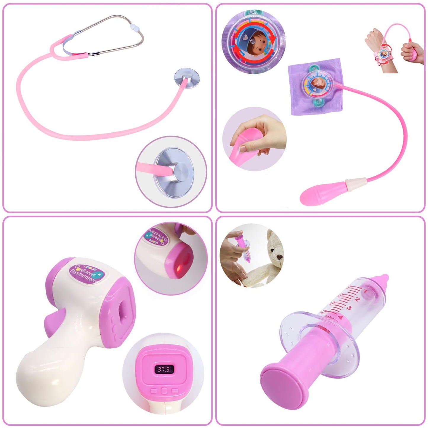 Gifts2U Kid Girl Toy Kit Pretend Play Toys Dentist Medical Role Play Educational Toy with Doctor Costume Playset for 3-6 Year Old Children
