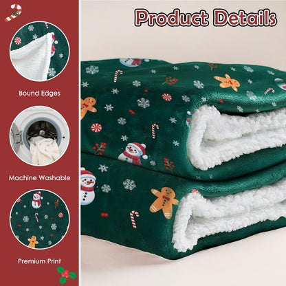 Bemaystar Sherpa Christmas Blanket, Christmas Throw Blanket, Fuzzy Fluffy Soft Cozy Blanket for Couch Bed Sofa, Cozy Reversible Microfiber Blanket, Gifts for Mom Dad Kids, 50x60 in