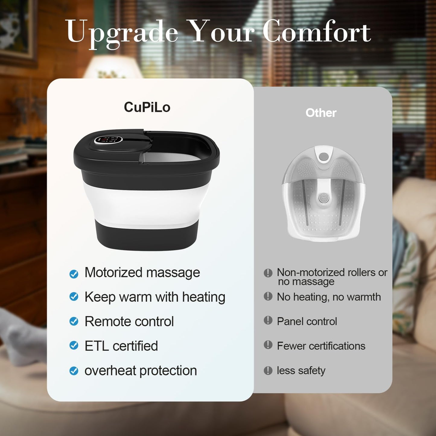 CuPiLo Foot Spa Bath Massager, Foot Bath with Circulation Heat, Motorized Shiatsu Massage Balls, Pedicure Soaking Tub with Waves, Remote, Handle, Feet Relief, Gifts for Women Men