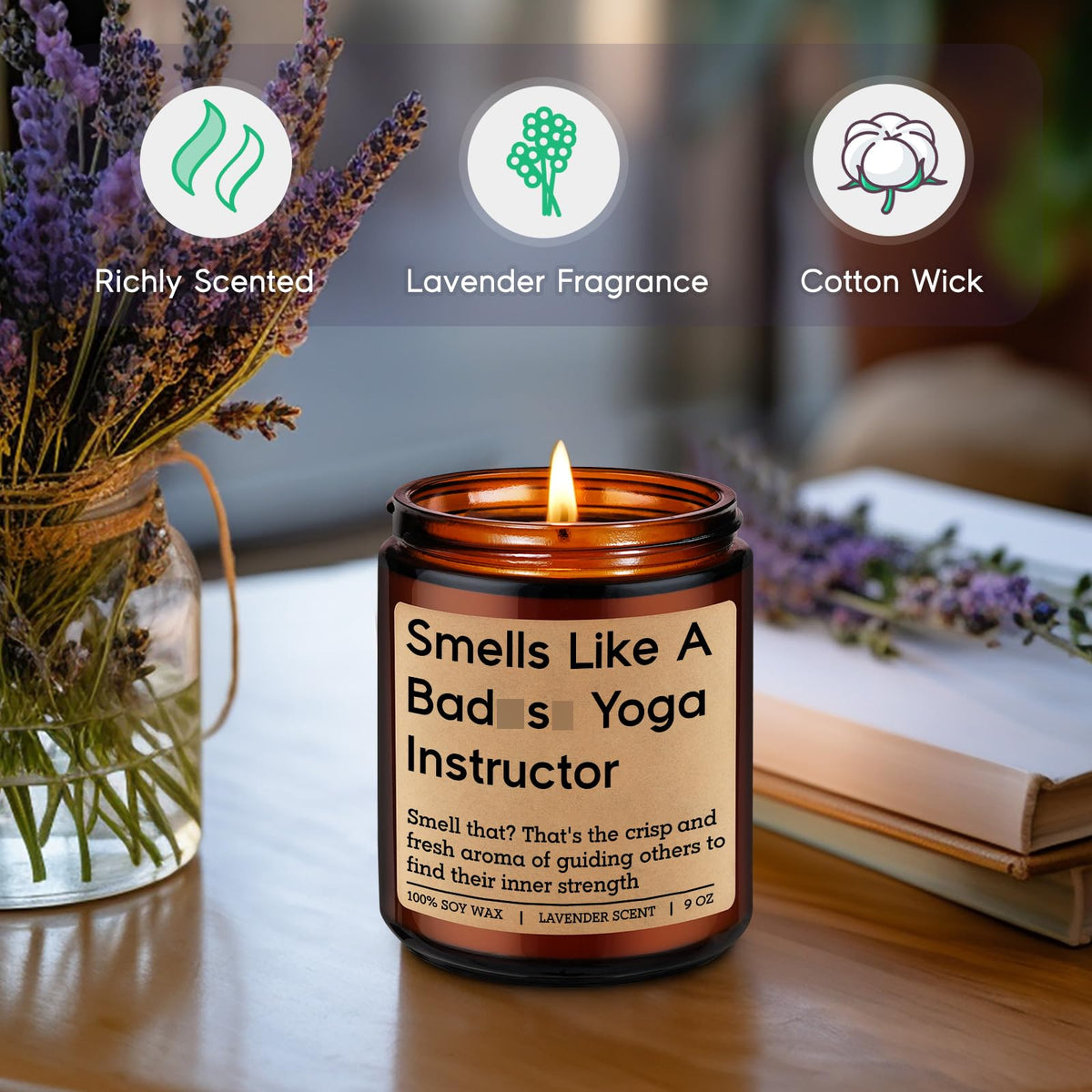 GSPY Scented Candle - Yoga Instructor Teacher Gifts, Yoga Gifts for Women, Men - Funny Meditation, Zen, Birthday, Mothers Day, Appreciation Ideas for Yogis, Yogic Lovers, Wellness Coach, Friend, Mom