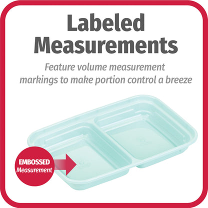 GoodCook Meal & Snack Prep Container Set, Includes Embossed Measurements & Color Coordinated Lids, Made Without BPA, 60-Piece Set