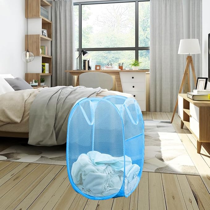 Mesh Laundry Hamper, Pop Up Laundry Basket Portable Collapsible Clothes Storage