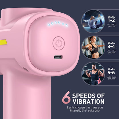 Massage Gun,Massage Gun Deep Tissue for Pain Relief with 7 Massage Heads & 6 Speeds and Carrying Case (Green)
