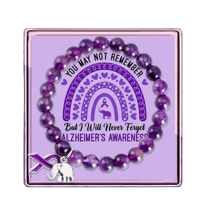 ARHTF Elephant Alzheimers Awareness Bracelet Purple Ribbon Support Alzheimers Family Gifts For Dementia Support (Purple Alzheimers bracelet)