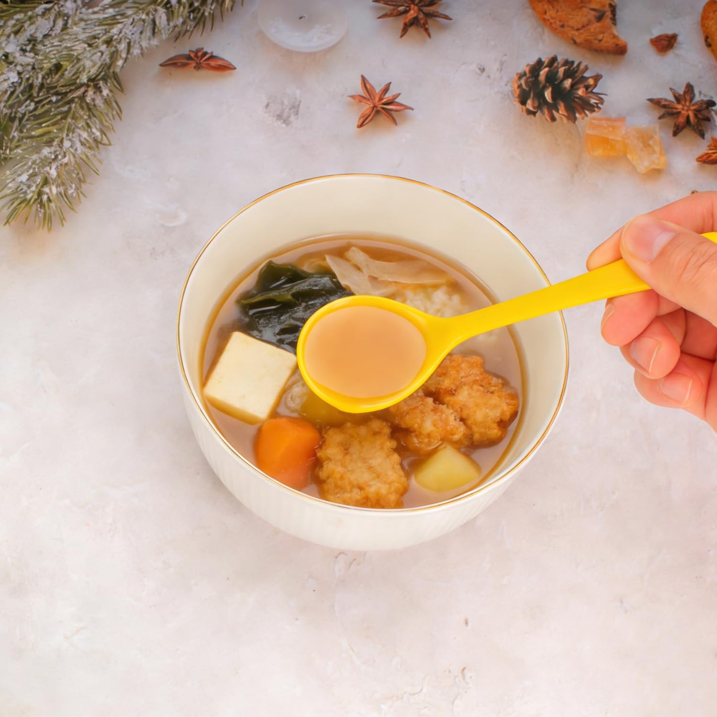 Ceramic Spoons Set of 8, Ceramic Chinese Soup Spoon, Asian Soup Spoons, Yellow Japanese Spoon Large for Ramen Pho Wonton Dumpling Miso, Deep Oval Hook Design (8, Yellow)