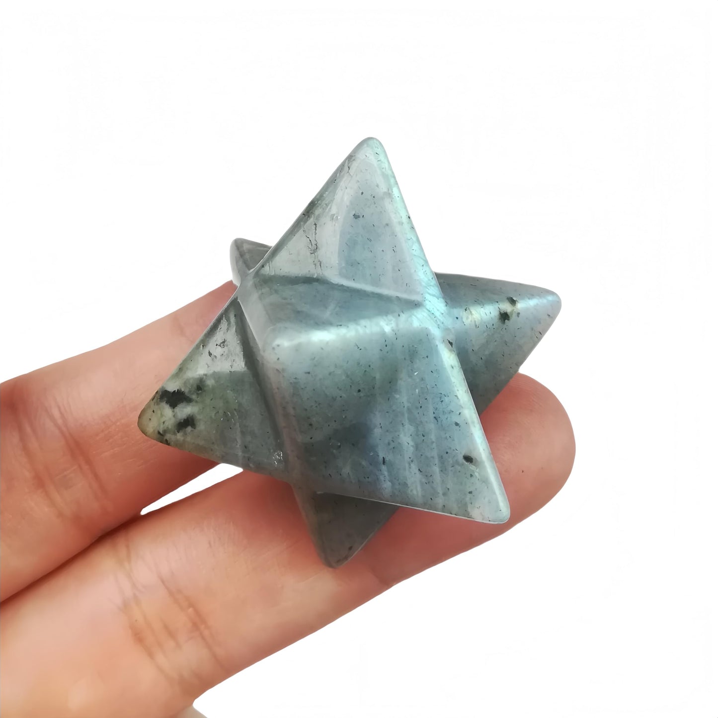 Afucats Natural Moonstone Crystal Merkaba Star Sacred Meditation Energy Healing Chakra Indoor Decorative Stone,1 Inchs Hexagram Spiritual Stone for Meditation