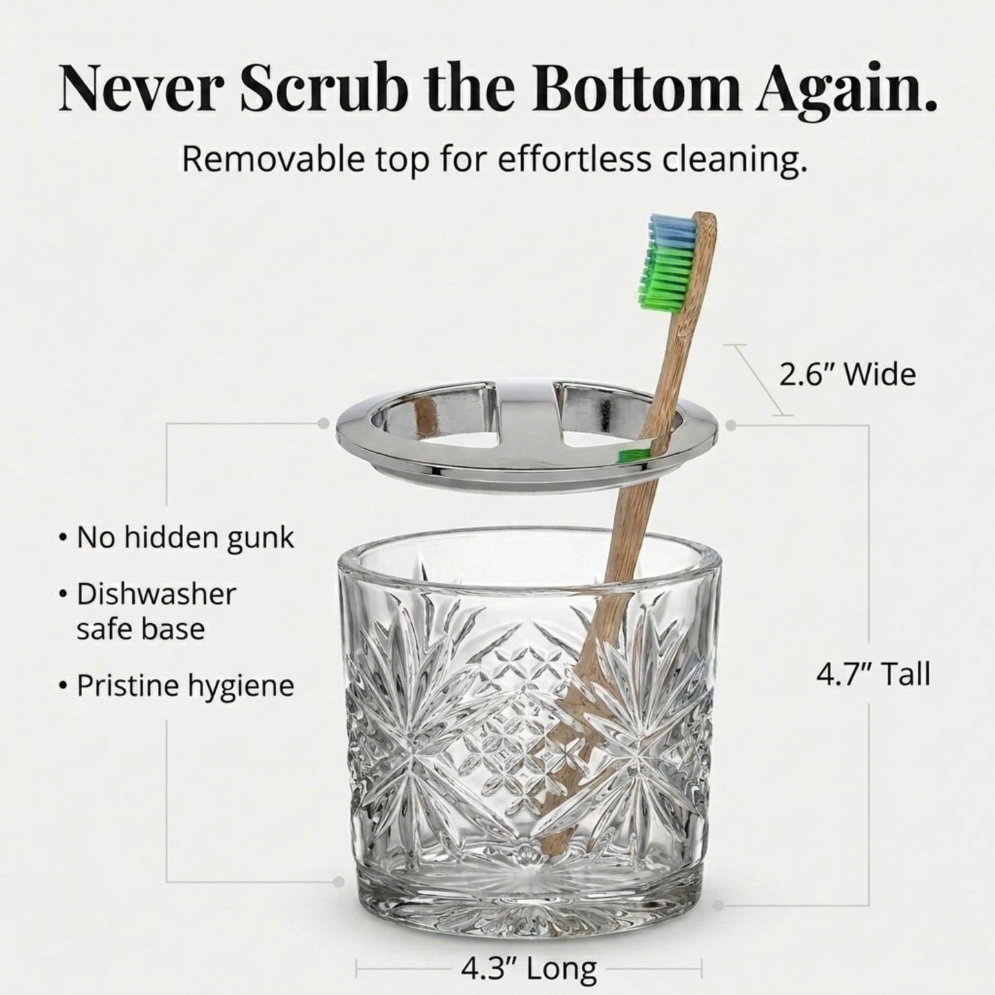 Godinger Crystal Toothbrush Holder, Decorative Countertop Organizer, Bathroom Accessory, Dublin Collection, Decorative Countertop Organizer