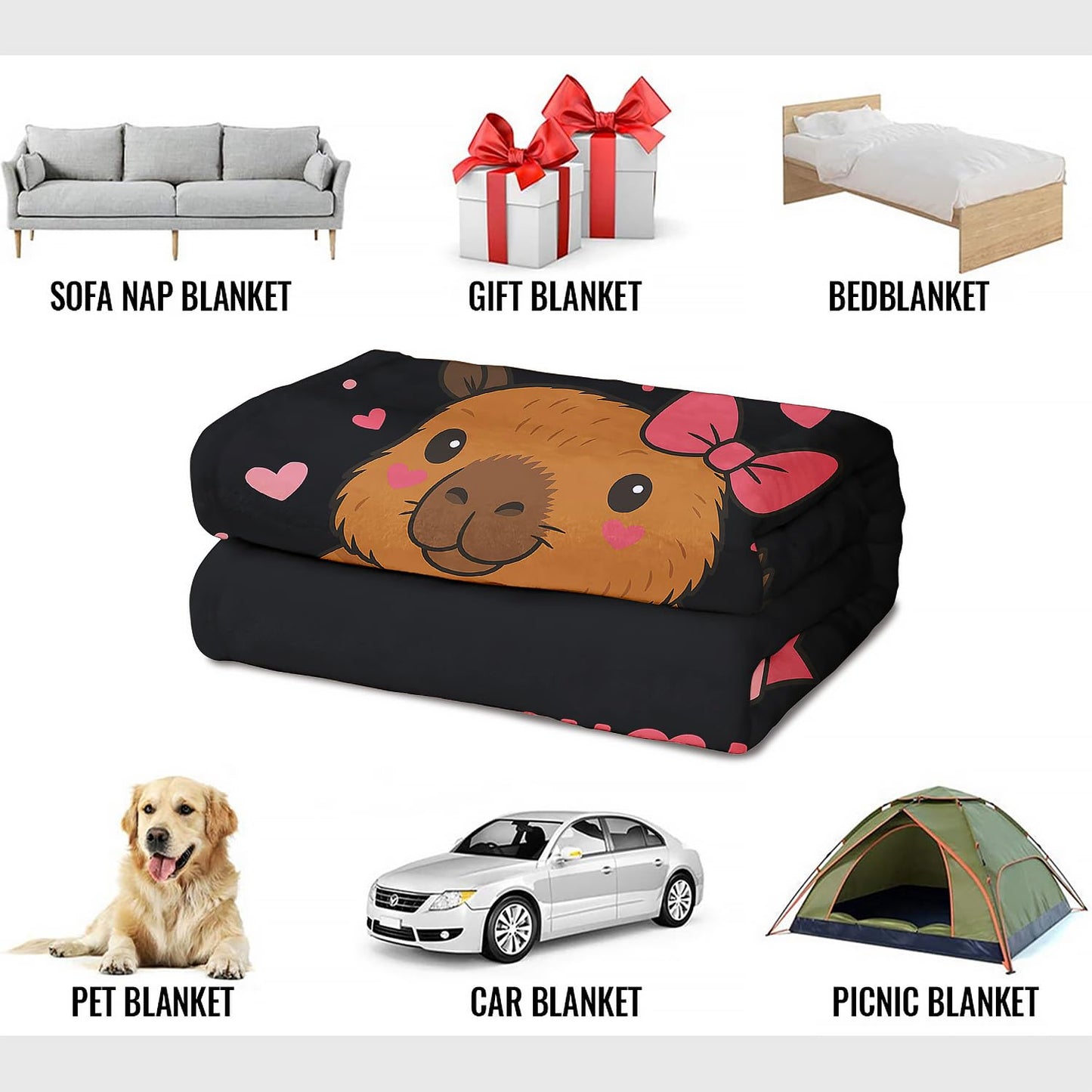 YISUMEI Capybara Gifts Throw Blanket, 50"x60", Cute Capybara Birthday Mom Cozy Blanket for Women, Mom and Grandma, Ultra Soft Plush Fleece Flannel Blanket for Couch & Bed, Room Decor