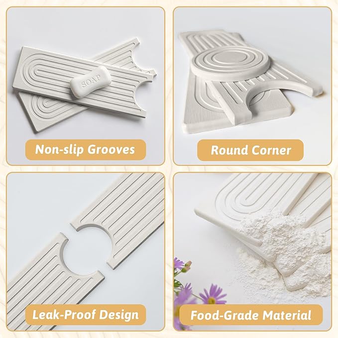Stone Faucet Mat Handle Drip Catcher, Dish Drying Mat Soap Sponge Holder Tray