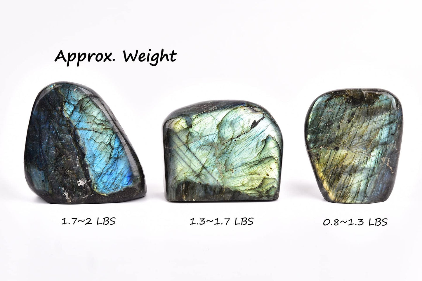 AMOYSTONE Decorative Stone Natural Labradorite Polished Rock Slab Crystal Aura Healing Reiki Home Decor Large 1.3-1.7 LBS
