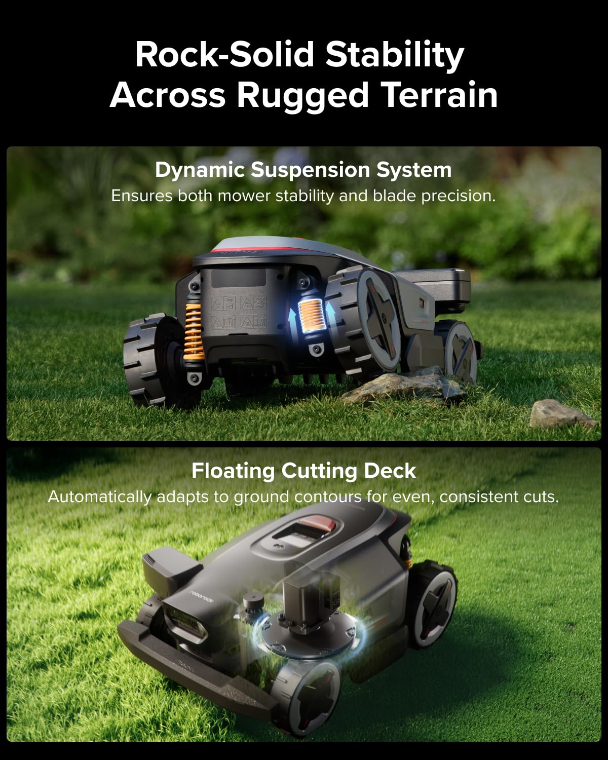 roborock RockMow X130H Robot Lawn Mower, Wire-Free 4WD Robotic Lawn Mower with Full-Band RTK + Quad-Vision Navigation, Auto Mapping, Multi-Sensor AI Obstacle Avoidance, 80% Slope, Covers Up to 1 Acre