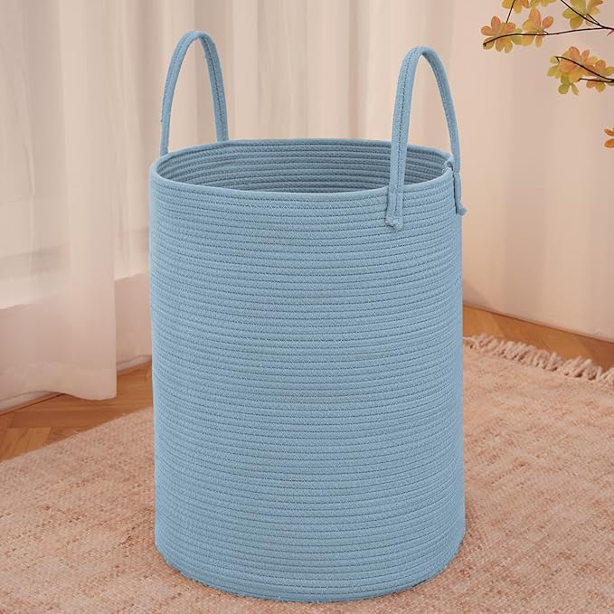 Large Woven Laundry Basket Hamper, 60L Cotton Rope Storage Bin
