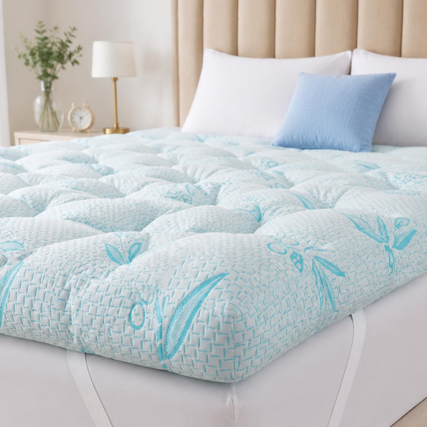 SHOUREN 4-5 Inch Mattress Topper King Size, 2100 GSM Pillow Top