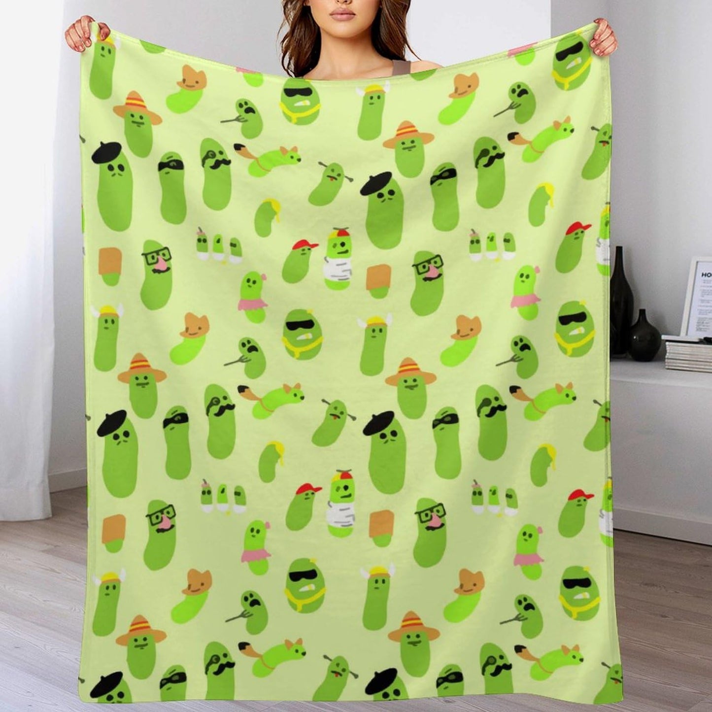 Pickles Throw Blanket for Teens Boys Girls and Adults Soft Warm Cozy Funny Midweight Food Flannel Blankets for Couch Sofa Bed Camping Travel Home Decor 40" X 50"