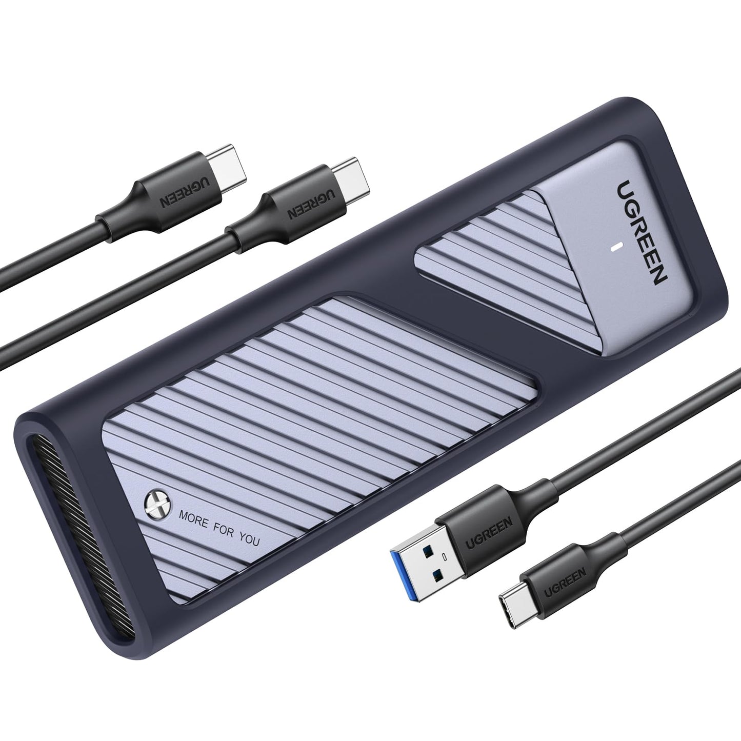 UGREEN M.2 NVMe Enclosure, Upgrade Heat Dissipation 10Gbps Aluminum NVMe Caddy with USB 3.2 Gen2, SSD Enclosure Support UASP & TRIM, Nvme Case for M & M+B Key in 2230/2242/2260/2280 SSDs