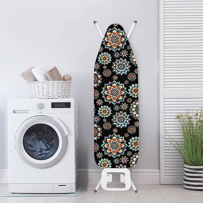Boho Floral Ironing Board Cover and Pad 15x54 Inch, Vintage Ironing Board Cover