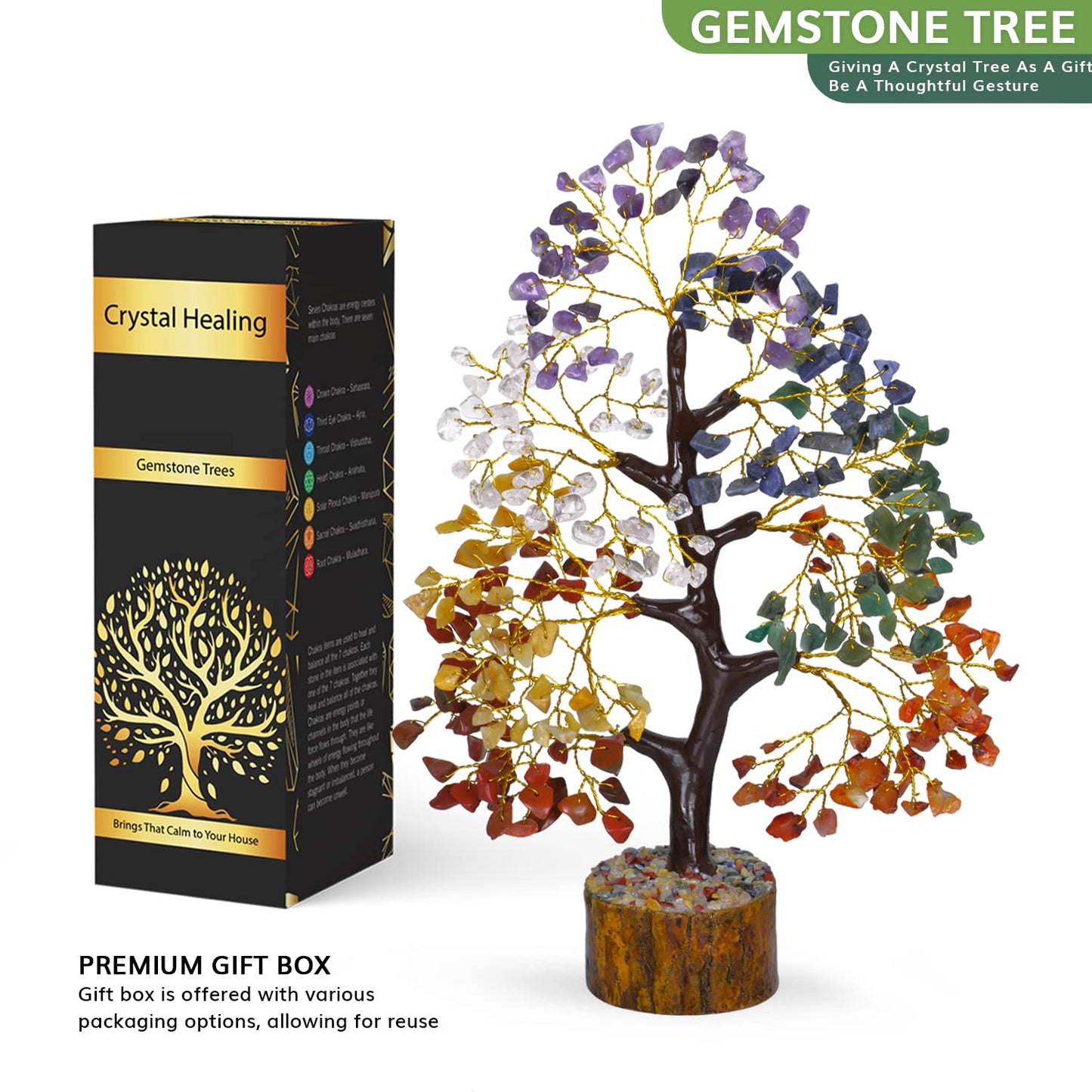 NARIBABU 7 Chakra Tree of Life, Crystal Tree, Crystals and Gemstones, Healing Crystals, Birthday Gifts for Women, Decorative Home Accessories, Living Room Decor, Spiritual Gifts for Women