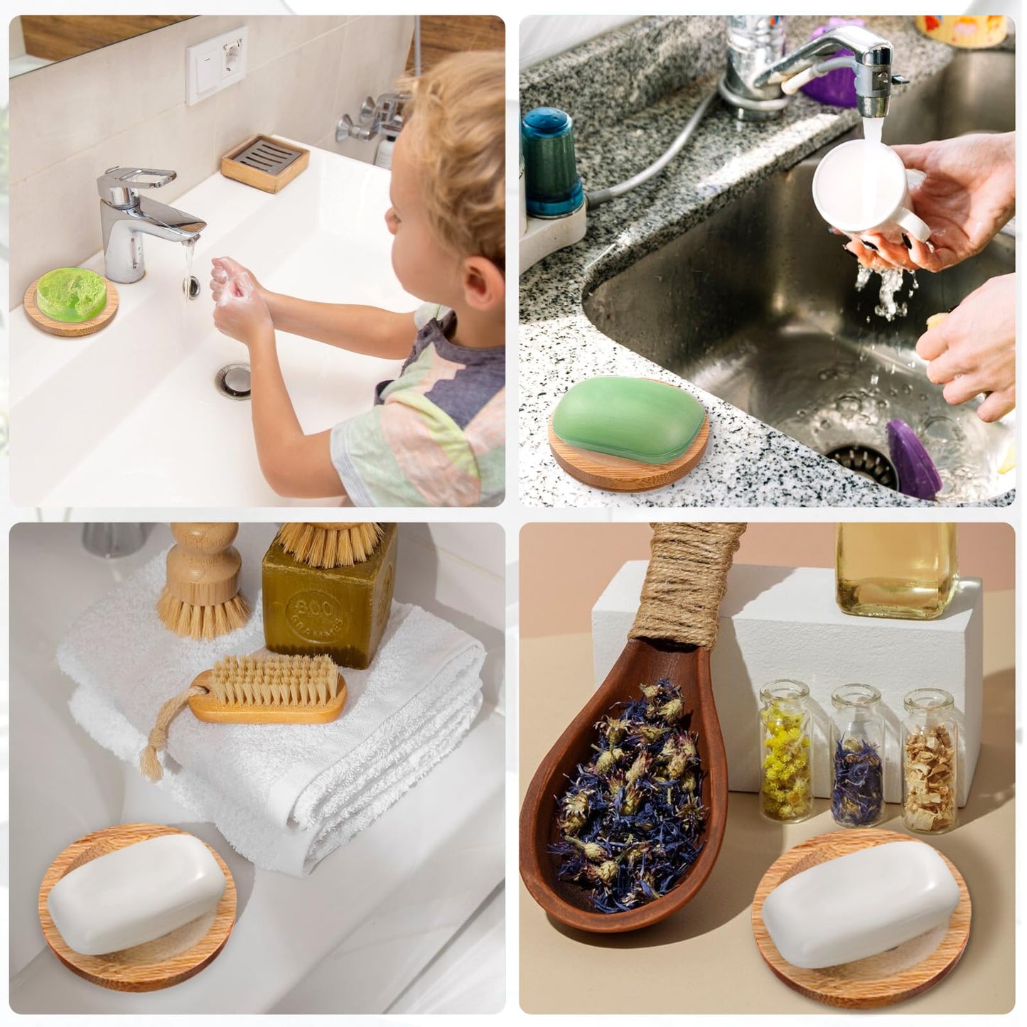 12 Pcs Bamboo Soap Dishes Wooden Soap Tray Soap Holder, Round Soap Dish for Bathroom, Shampoo Bar Holder for Shower Wood Soap Tray for Home Bathroom