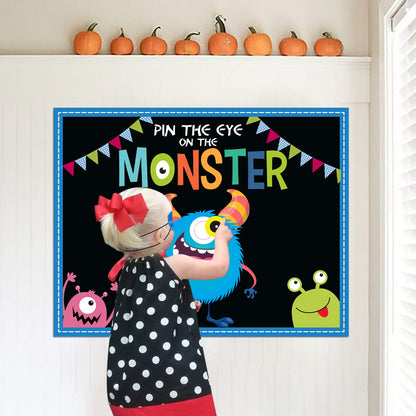MISS FANTASY Halloween Games Kids - Pin The Eye on The Monster Halloween Party Decorations Gmaes Activities Crafts Supplies for Monster Birthday Family Children Boys Girls Classroom