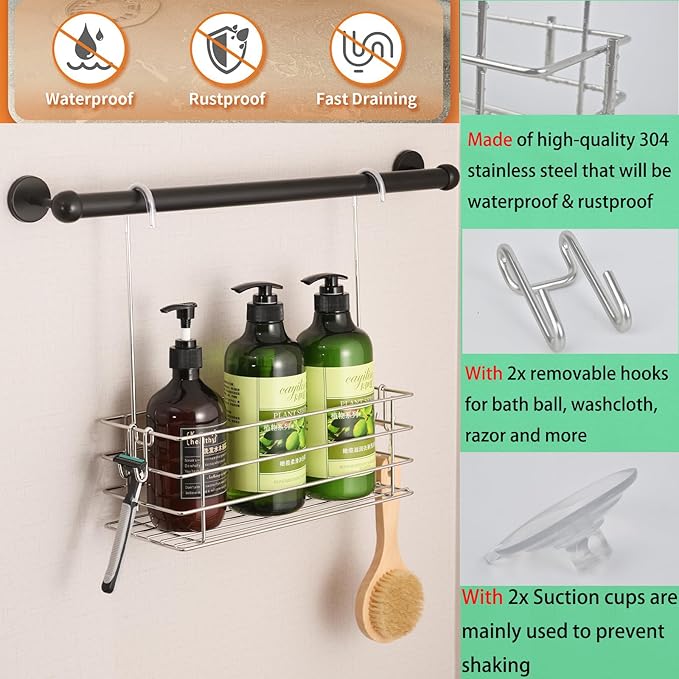 2pcs Single-Layer Hanging Shower Caddy, Rustproof Shelves Rack