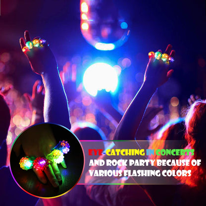 Novelty Place 12Pcs Flashing LED Jelly Rings – Fun Glow in the Dark Light Up Toy Rings for Kids, Party Favors, Birthday, Halloween, Carnival, Disco and Dance Party Supplies