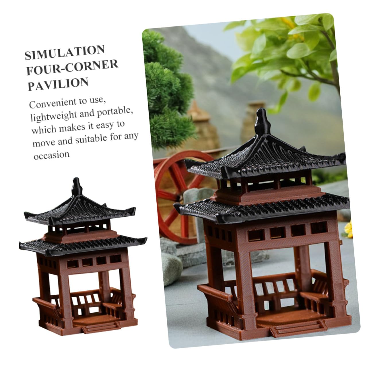 SUPVOX Miniature Pavilion Statue: 3.14" Tall Traditional Pagoda Decor for Bonsai, Succulent, and Desktop Zen Gardens - Tiny Micro-Landscape Ornament