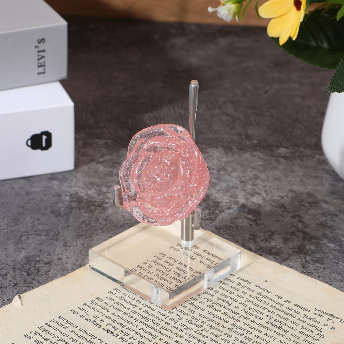 16 PCS Adjustable Metal Arms Display Stand, 2 X 2 X 3.5 Inch Small Rock Display Stand with Acrylic Base Small Displays Easel Holder Crystal Displays Stands for Picture Coral Geodes Mineral Agate